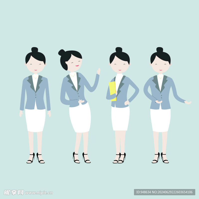 卡通商务女性人物矢量