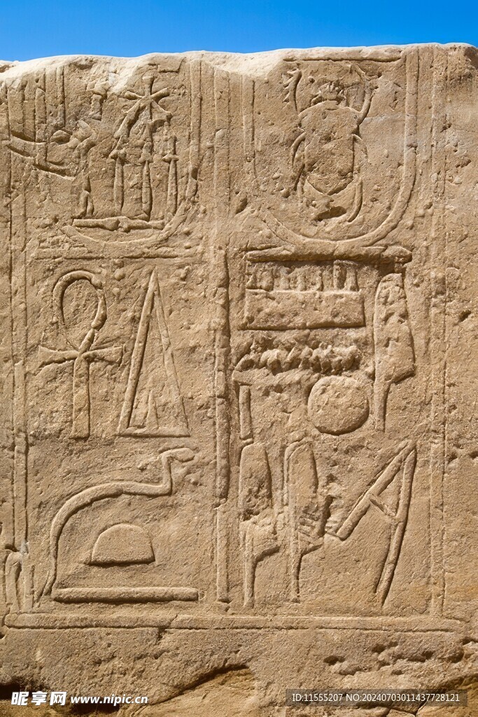 埃及石雕墙背景纹理花纹素材