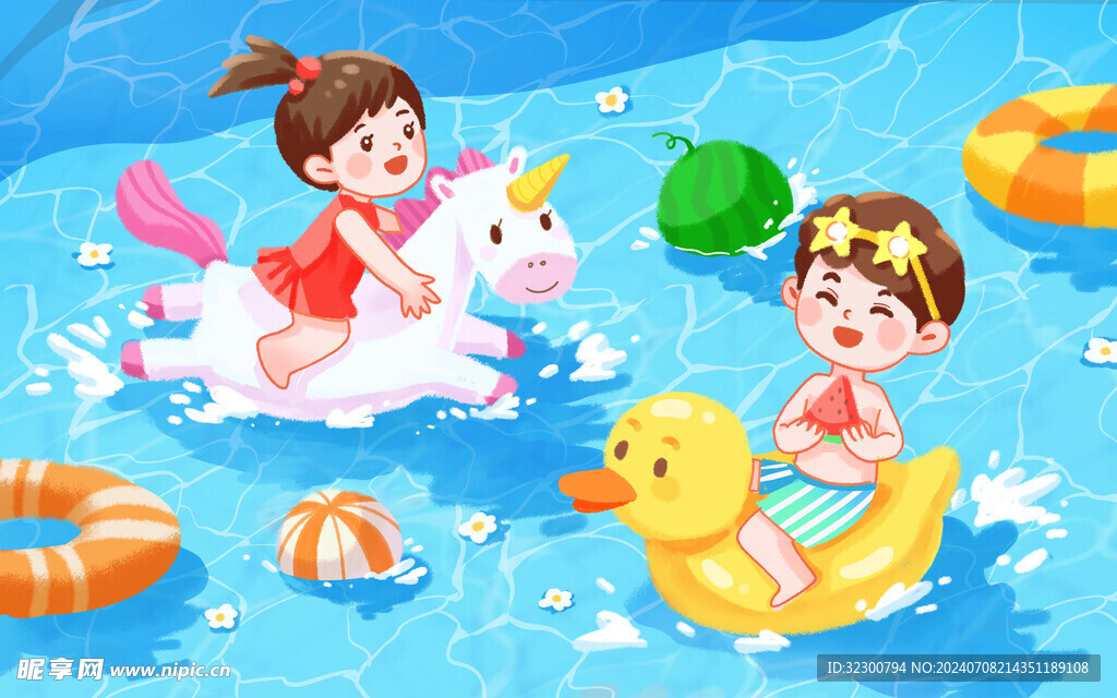 游泳插画