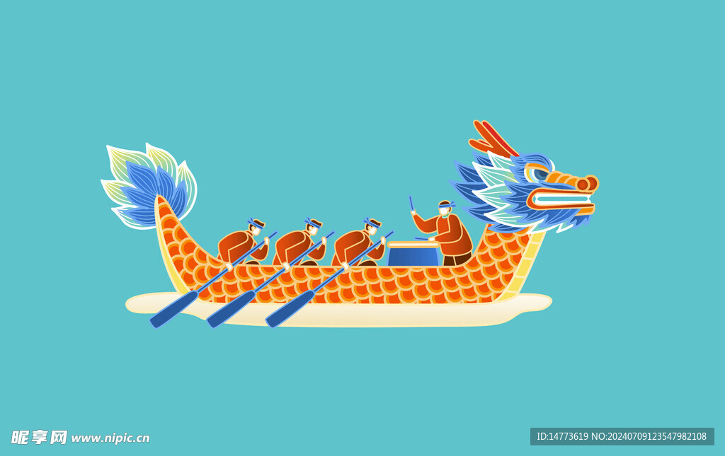 透明底卡通赛龙舟