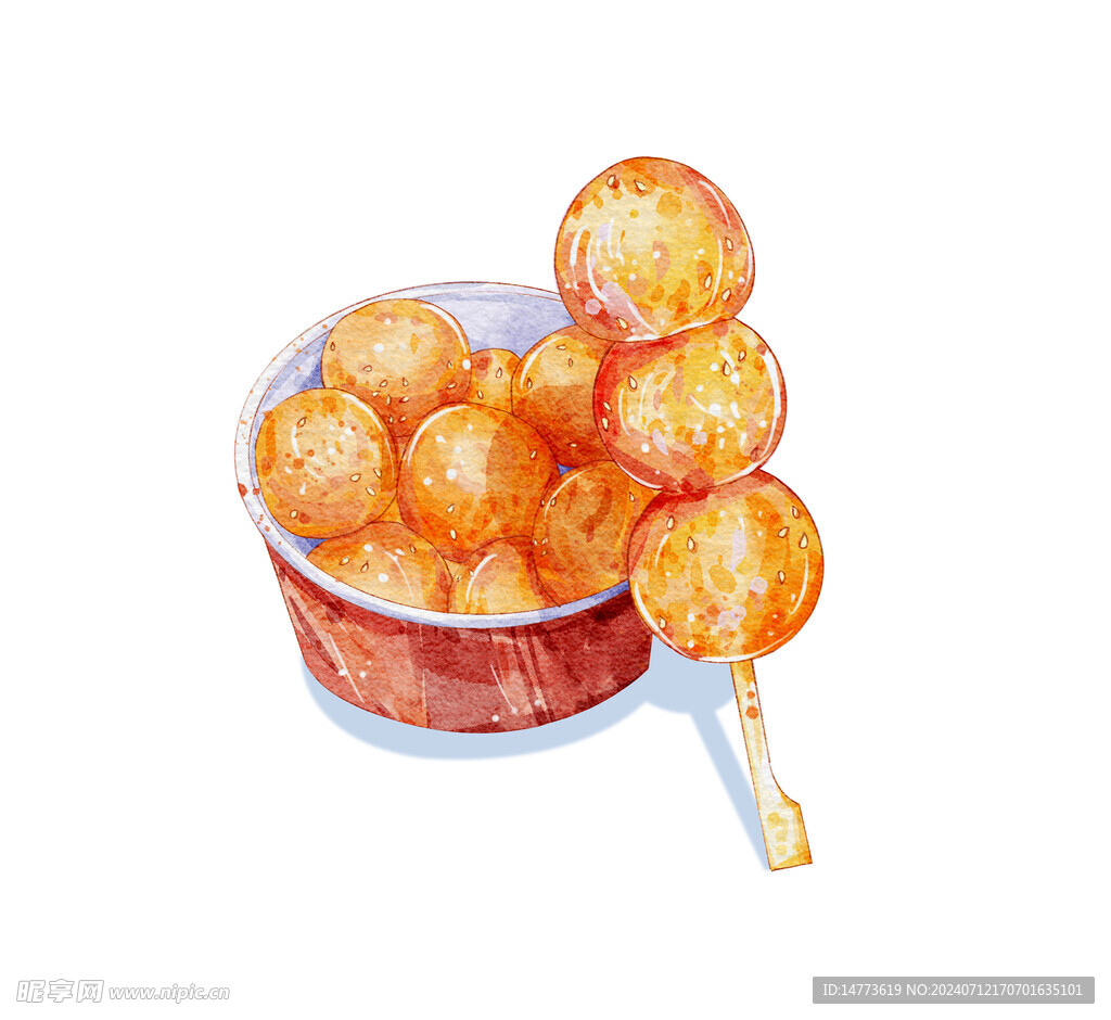 手绘小吃糖糍粑