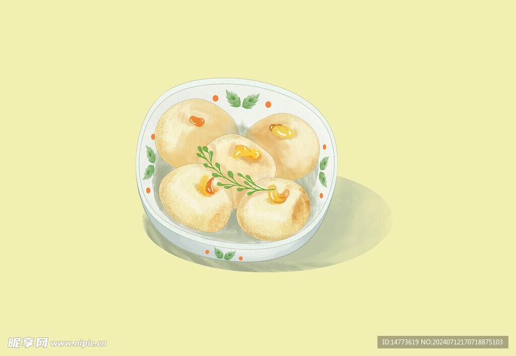 手绘小吃糍糕麻糍