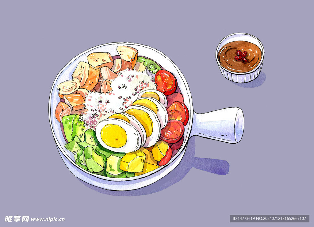 手绘果蔬沙拉盘