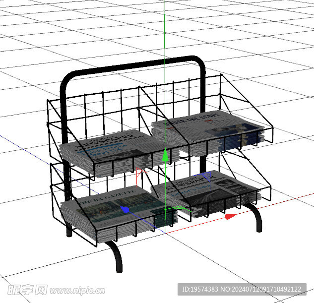 C4D模型 报纸架