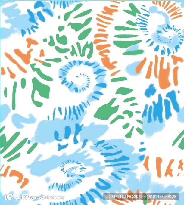 扎染 螺旋纹 蓝桔