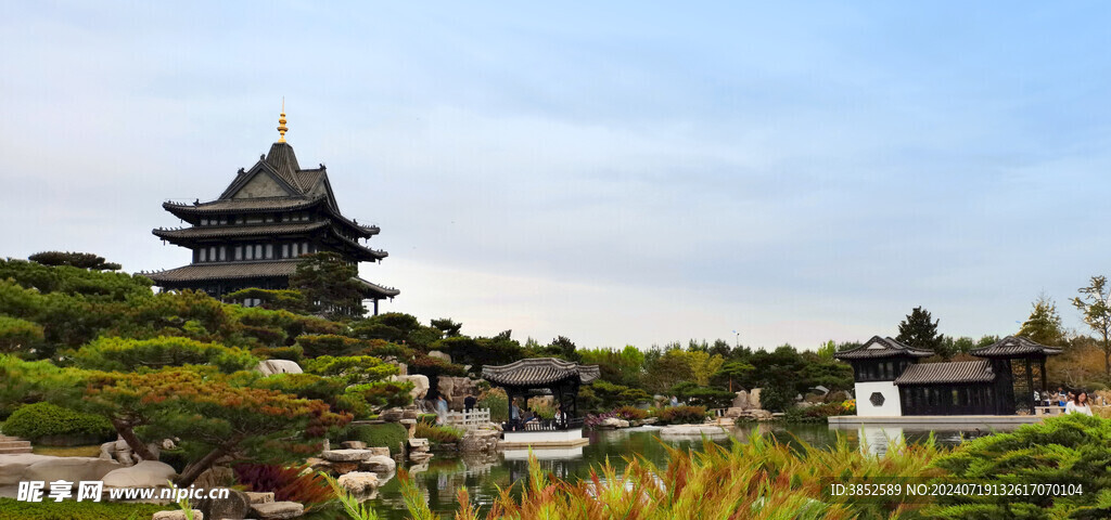 古建筑园林广告背景