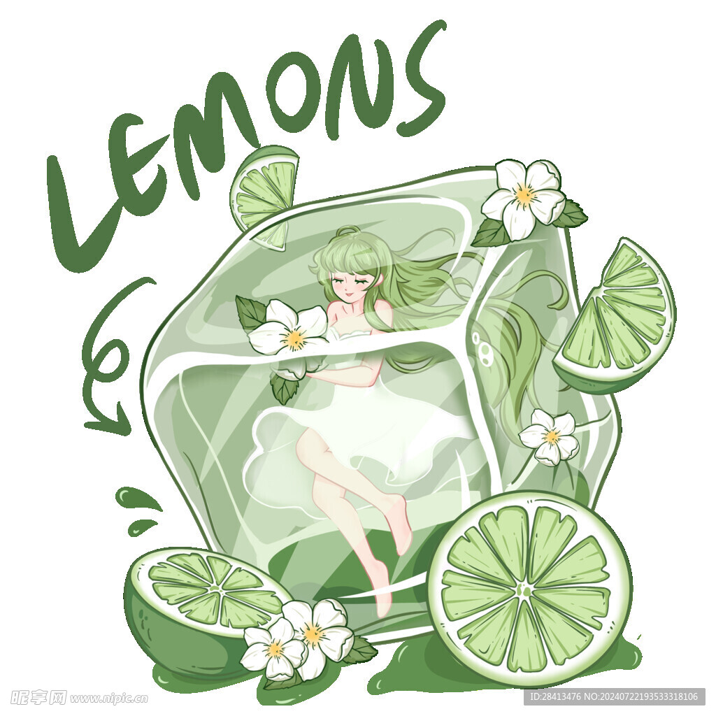 卡通冰柠檬女孩