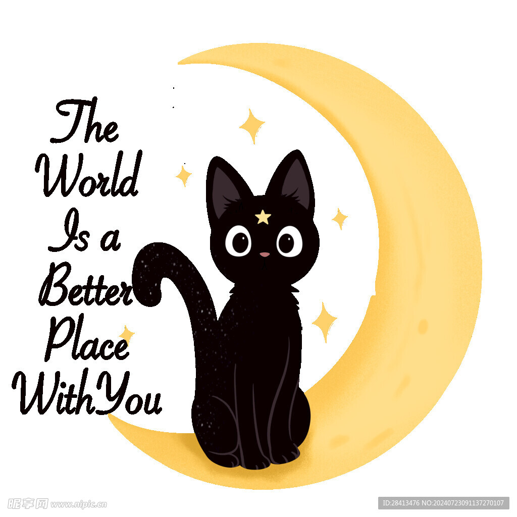 卡通月亮猫图案设计