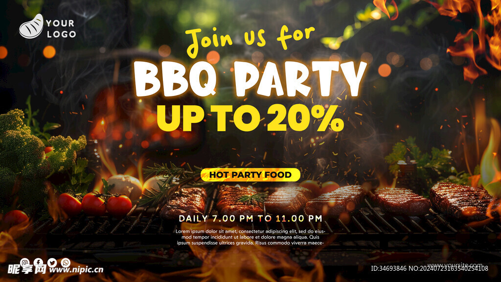 BBQ烧烤派对横幅海报