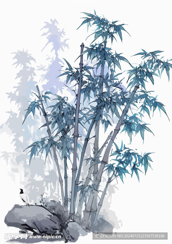中式水墨画竹子