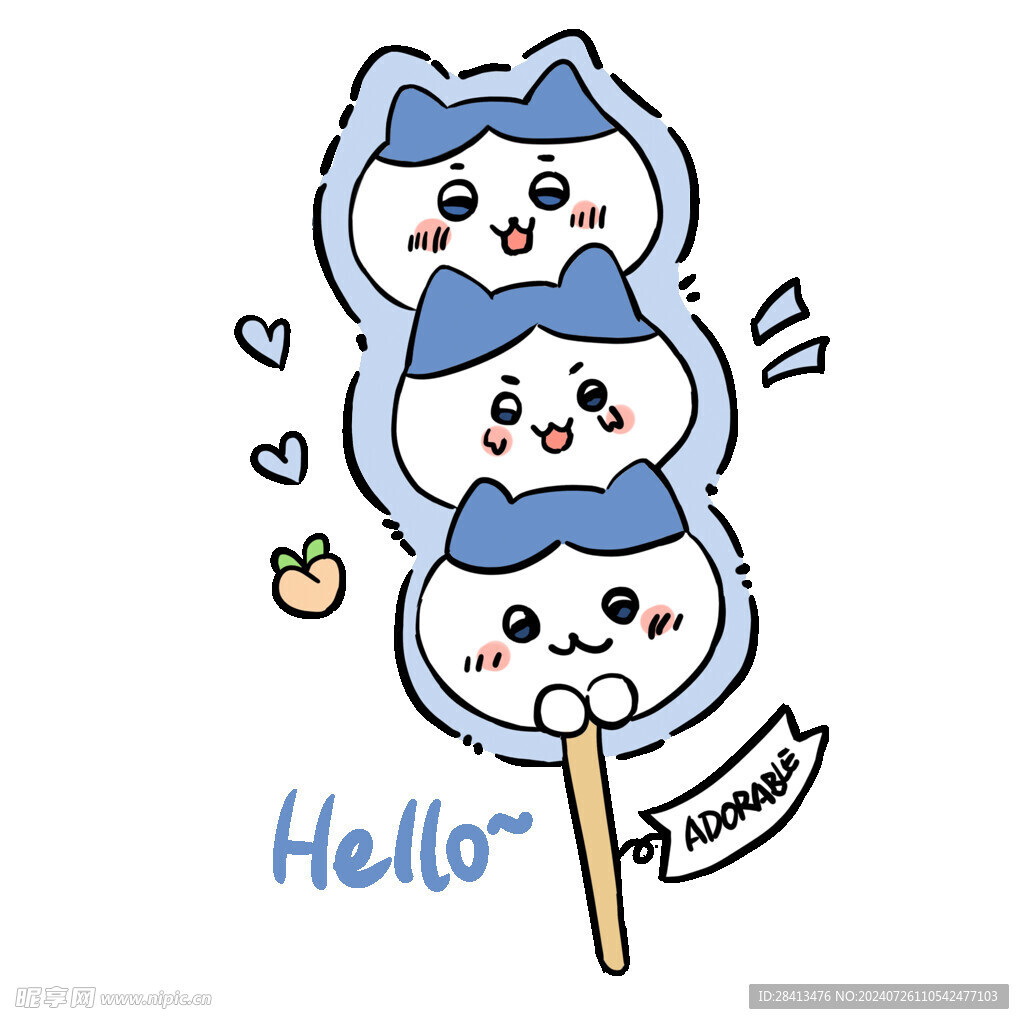 卡通猫头棒棒糖图案设计