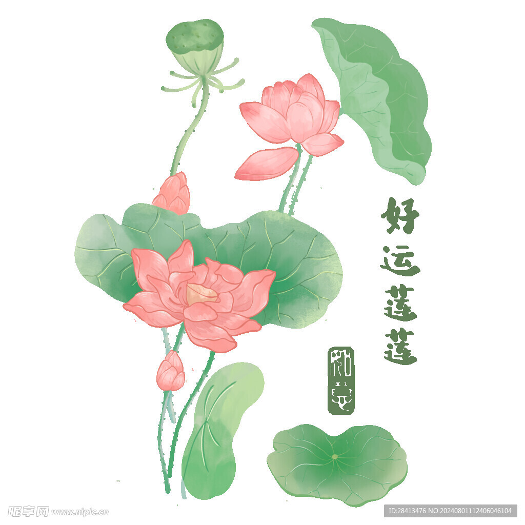 卡通荷花图案设计