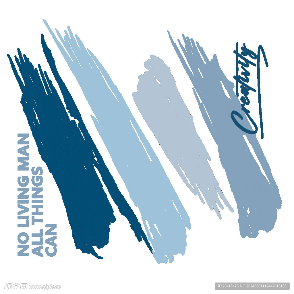 卡通清新雅蓝笔触图案