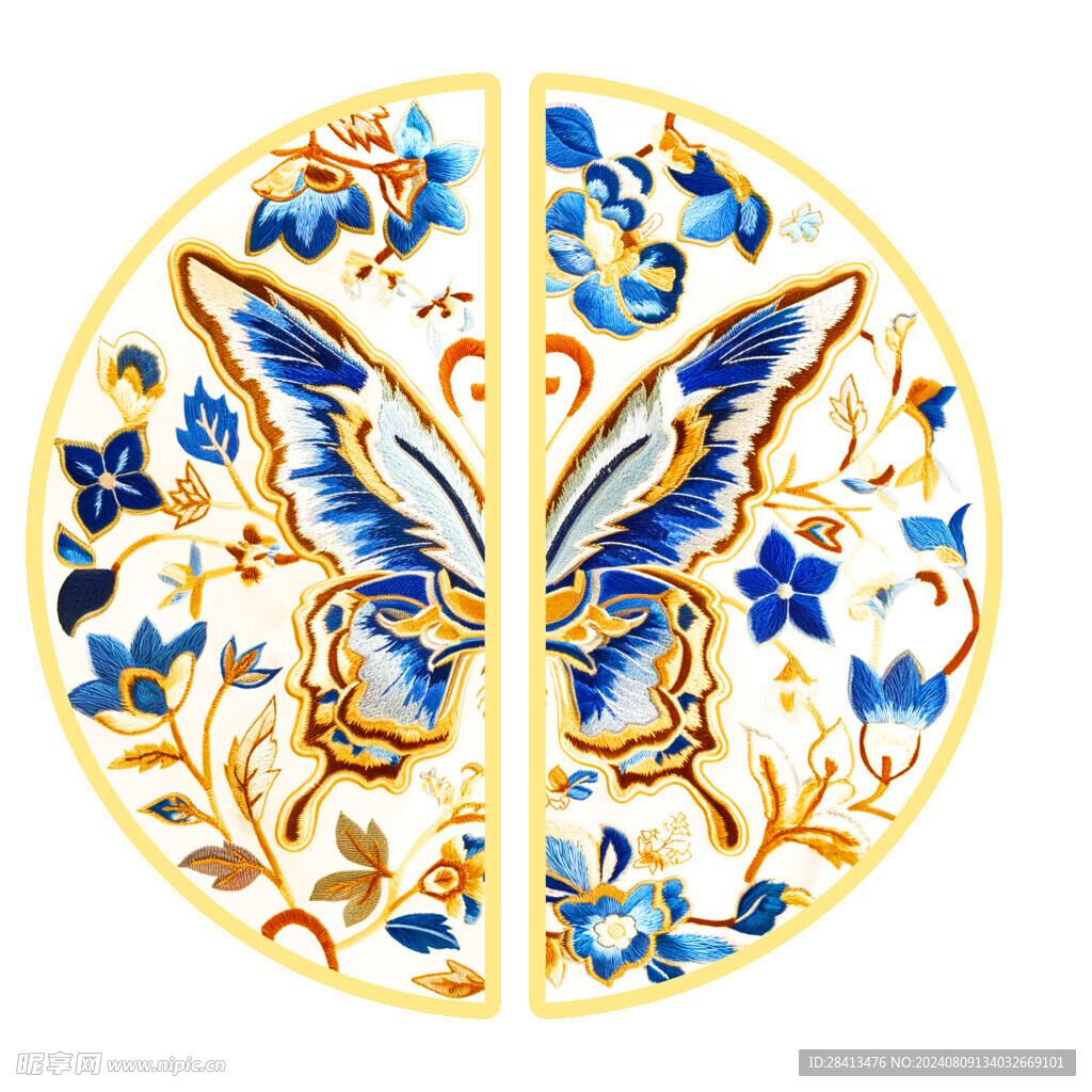 卡通国风蝴蝶图案