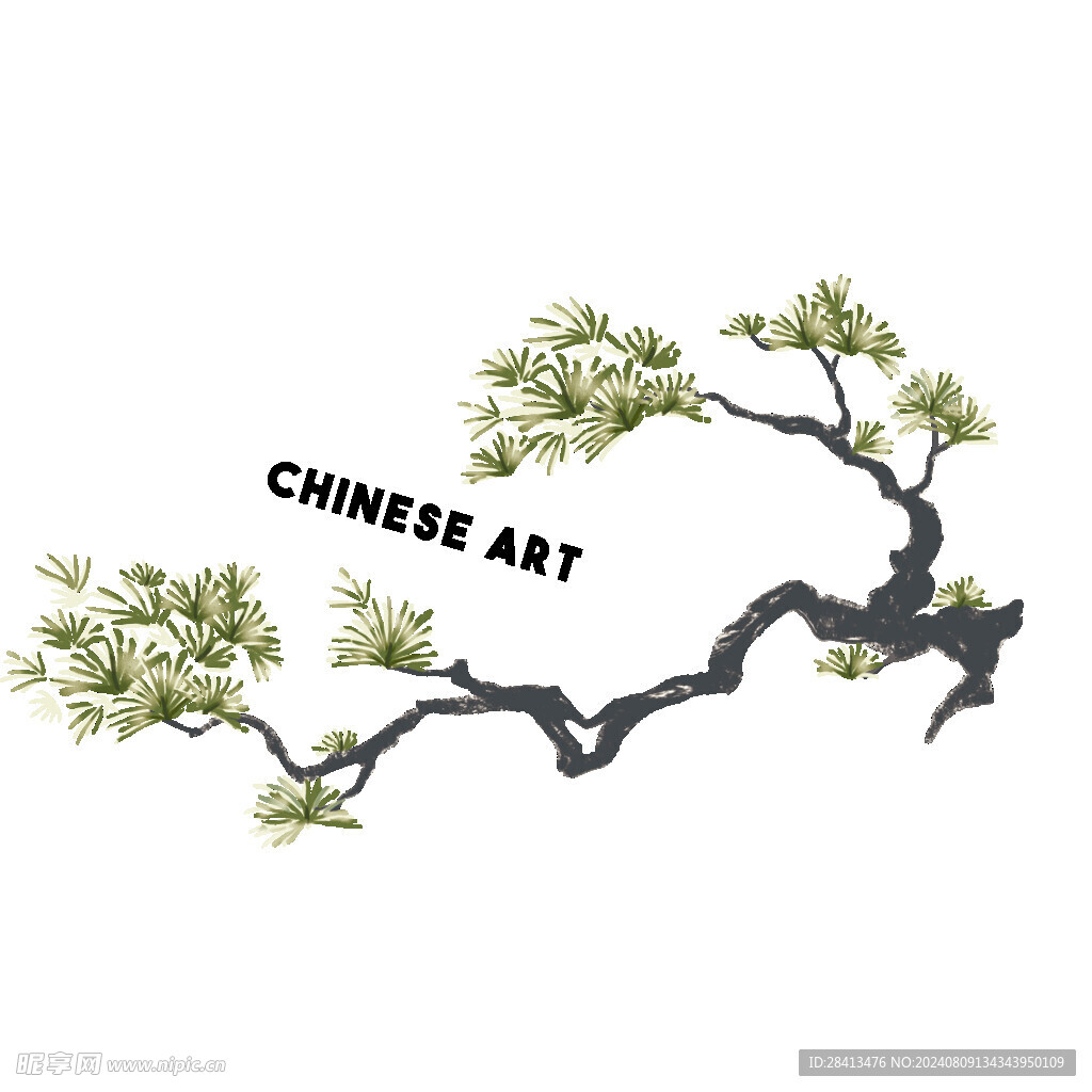 卡通国画松针图案