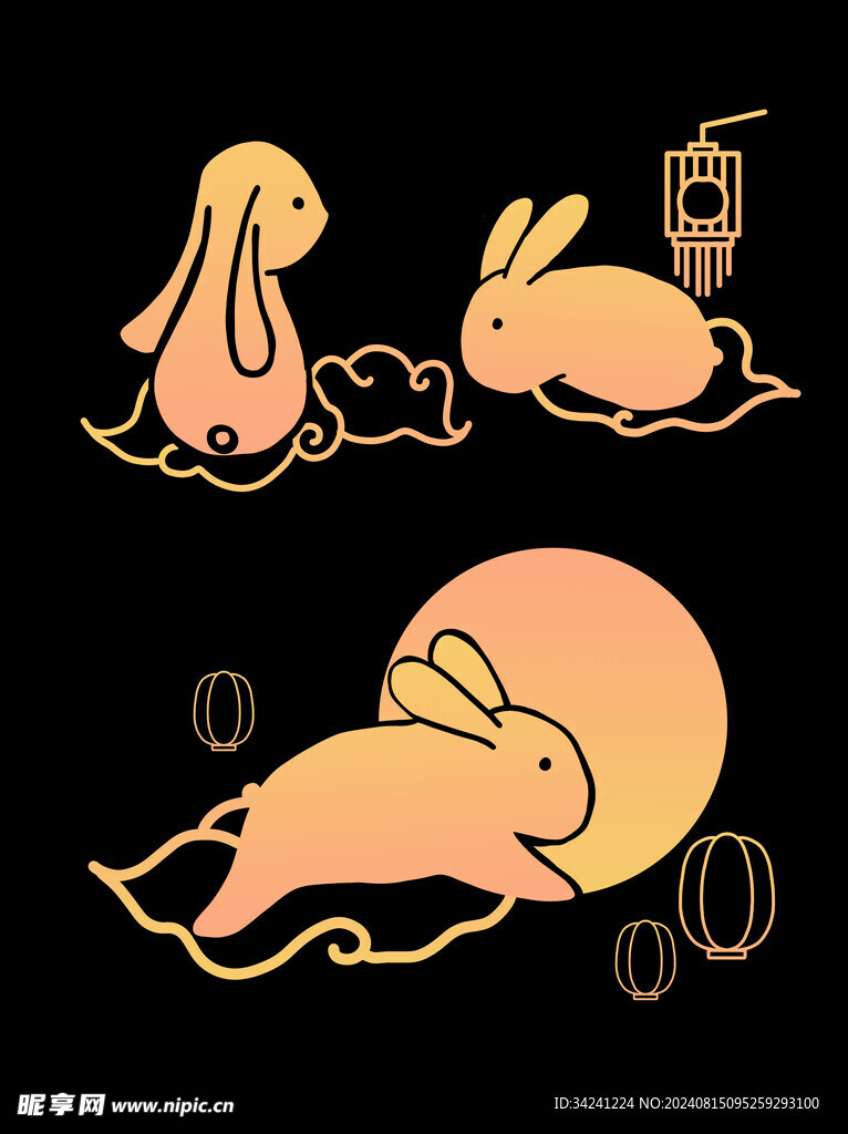 中秋节日海报展板元素