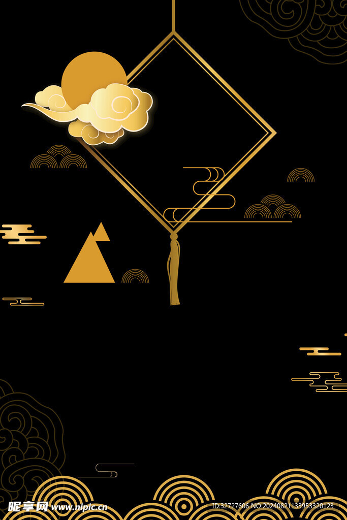 中秋节烫金黑金素材