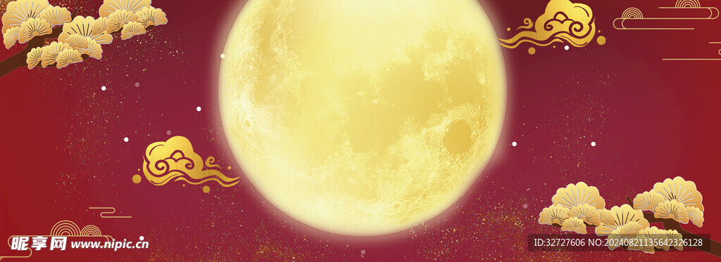 中秋节月亮烫金素材