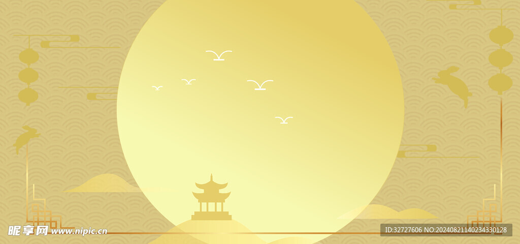 中秋节月亮烫金黑金素材