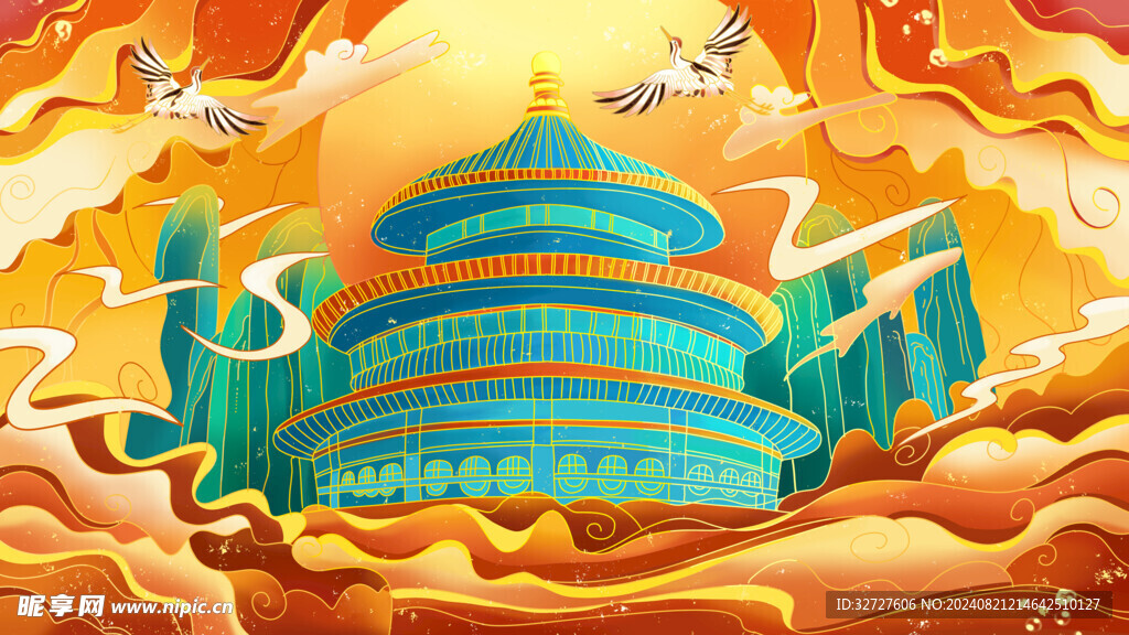 中秋节国潮风插画