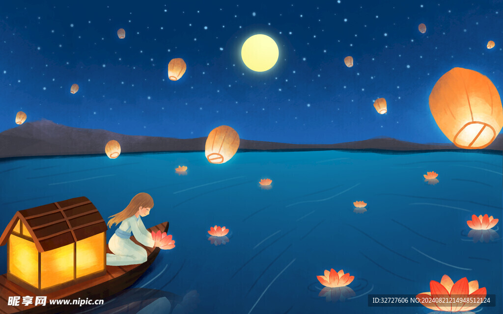 中秋节国潮风插画