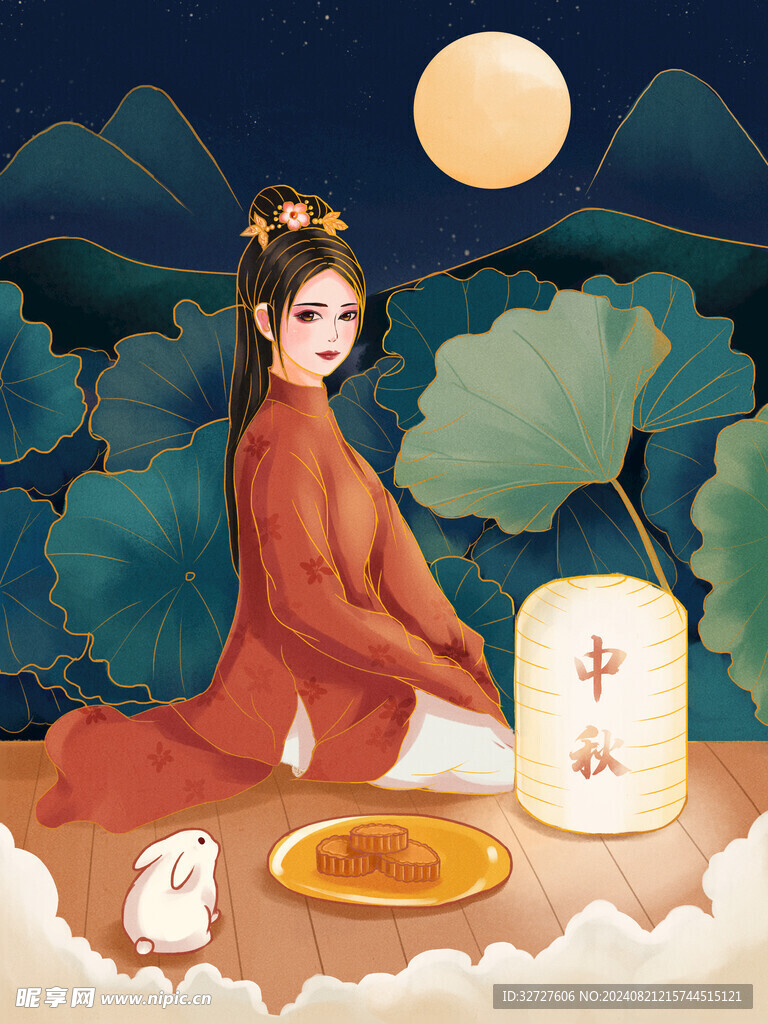 中秋节国潮插画海报