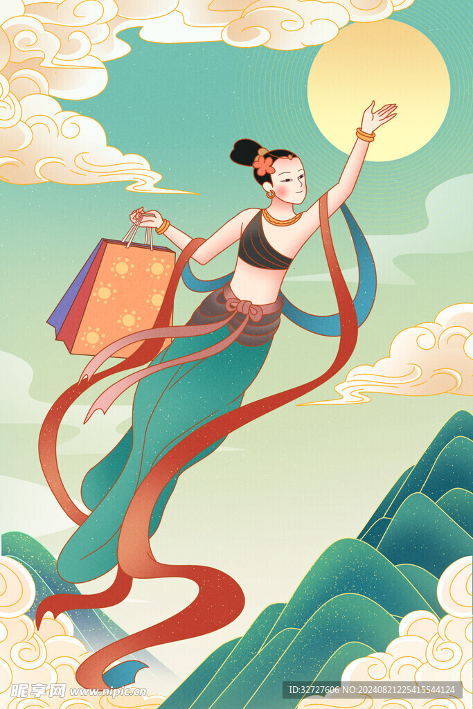 中秋节国潮风插画海报