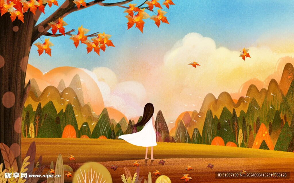 枫叶秋天插画