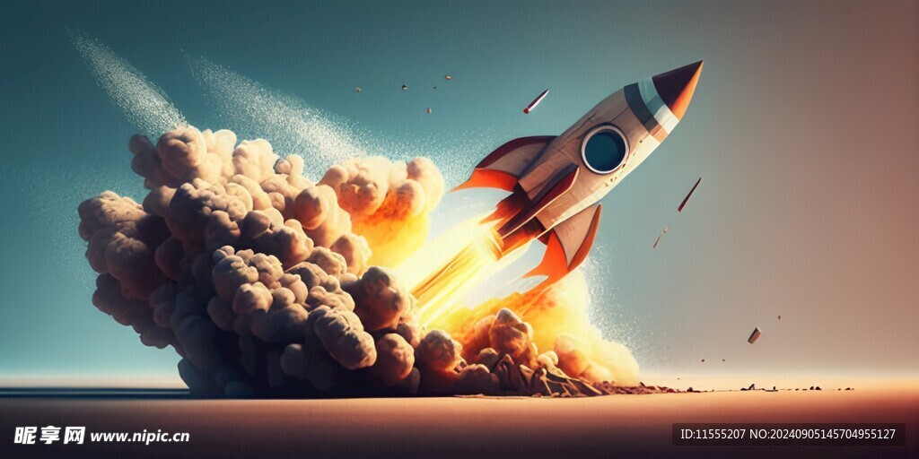 C4D航空火箭发射3d效果图