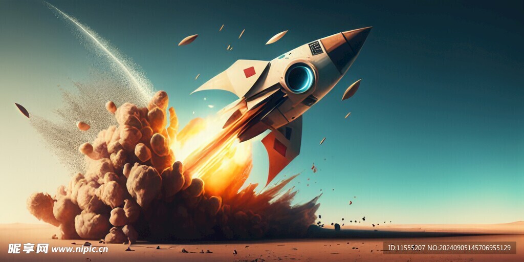 C4D航空火箭发射3d效果图