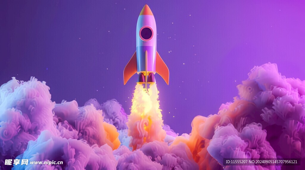 C4D航空火箭发射3d效果图