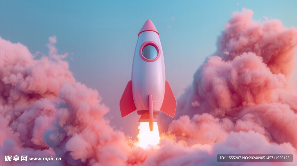 C4D航空火箭发射3d效果图