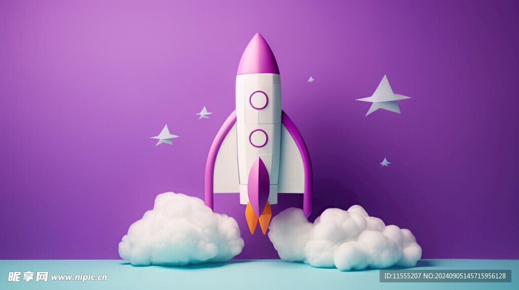 C4D航空火箭发射3d效果图