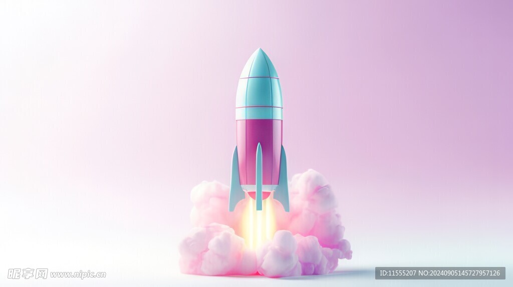 C4D航空火箭发射3d效果图