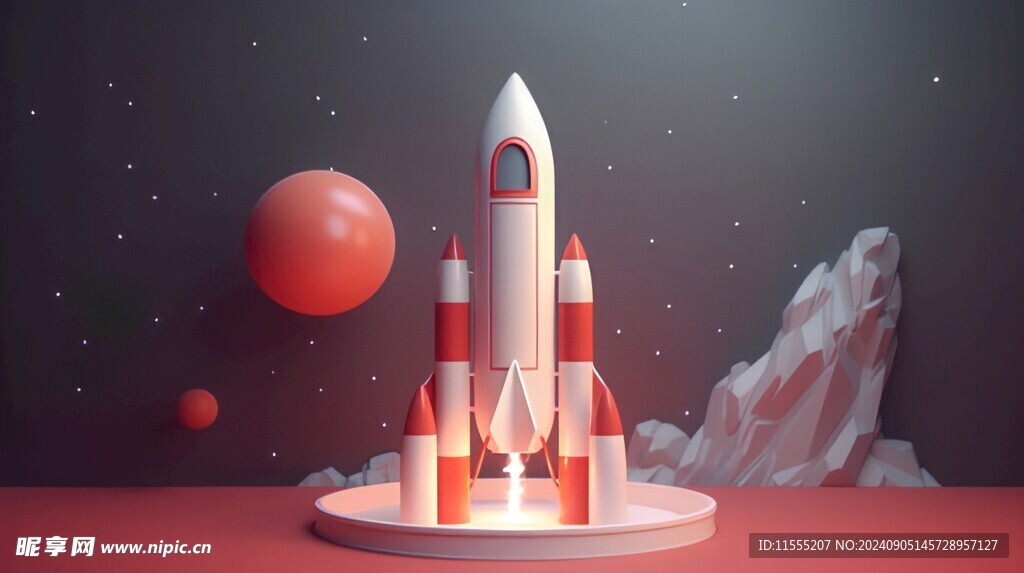 C4D航空火箭发射3d效果图