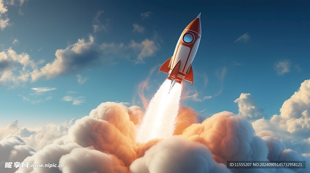 C4D航空火箭发射3d效果图