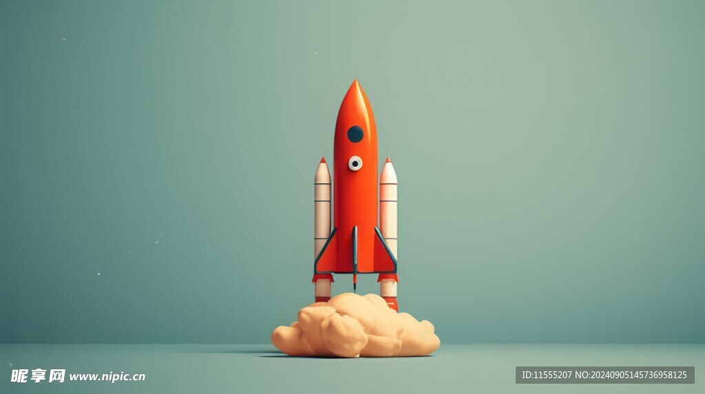 C4D航空火箭发射3d效果图