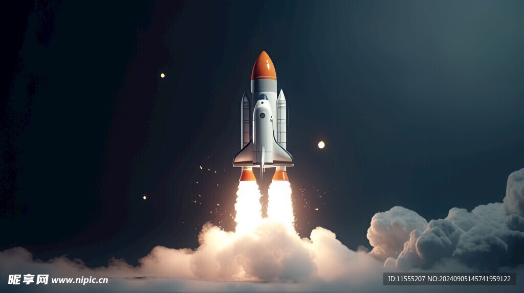 C4D航空火箭发射3d效果图