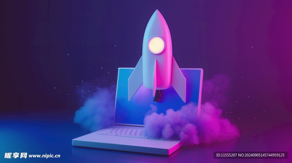 C4D航空火箭发射3d效果图