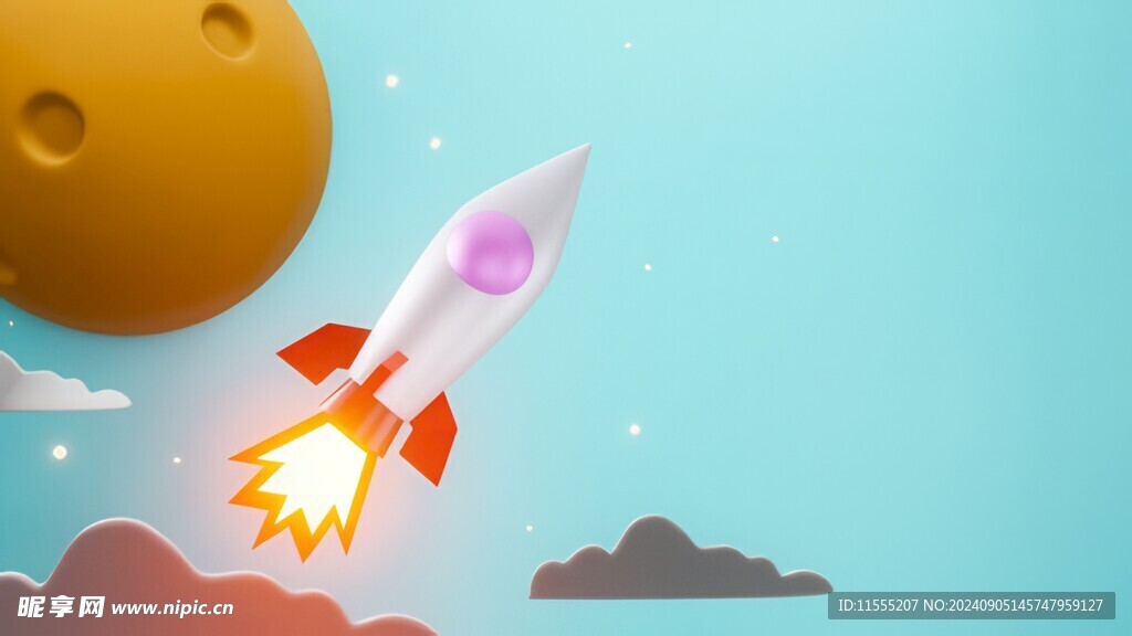 C4D航空火箭发射3d效果图