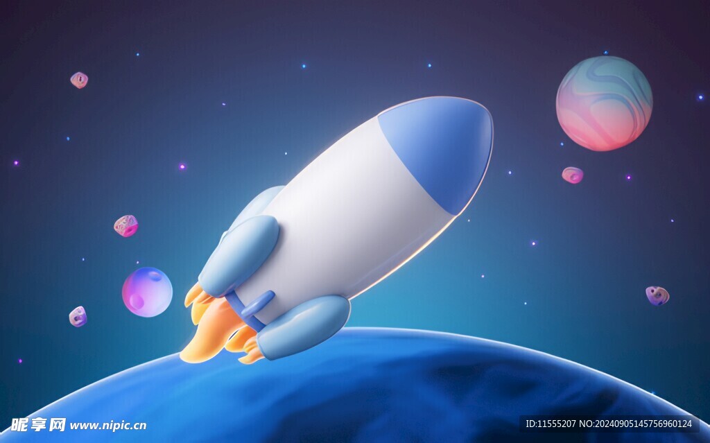 C4D航空火箭发射3d效果图