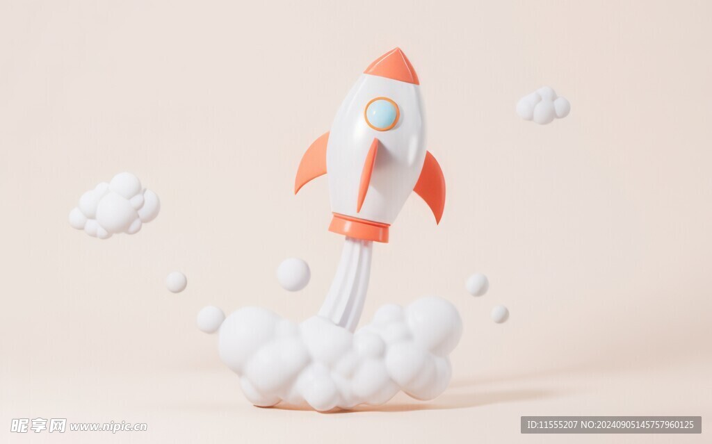 C4D航空火箭发射3d效果图