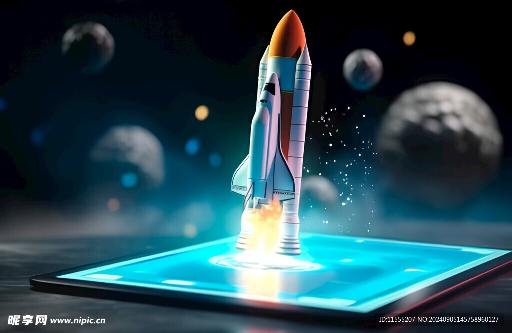 C4D航空火箭发射3d效果图