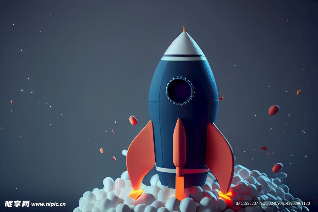 C4D航空火箭发射3d效果图