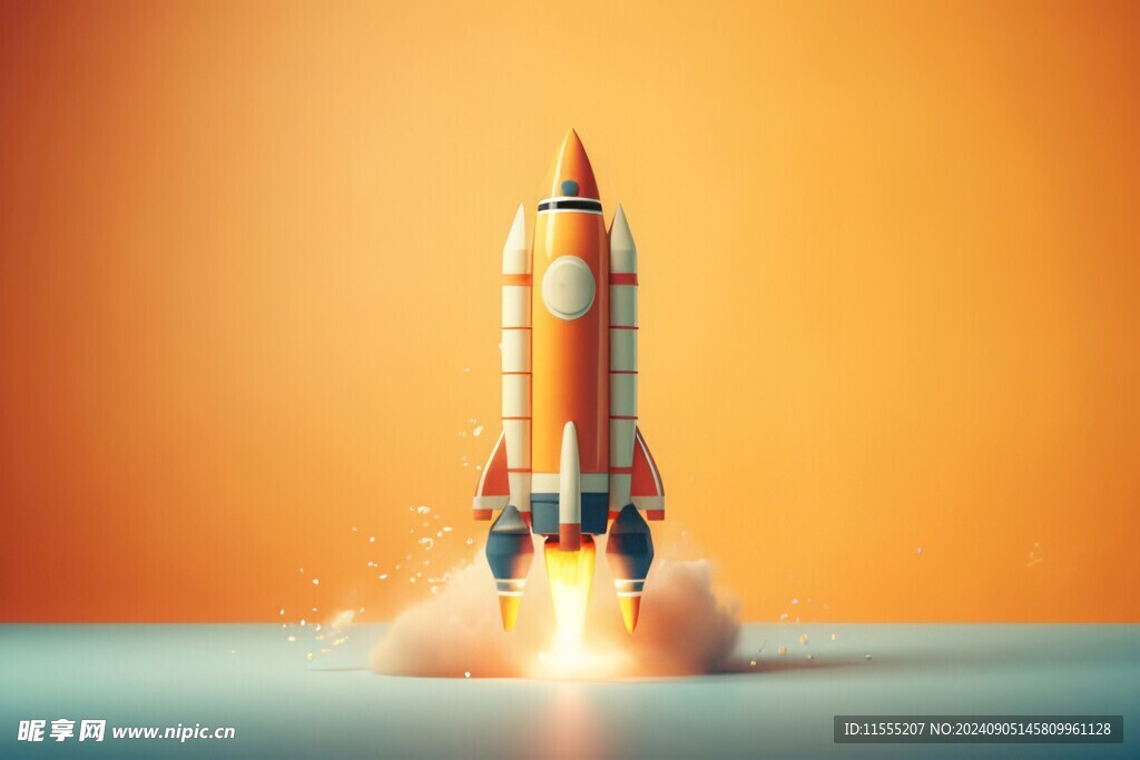 C4D航空火箭发射3d效果图