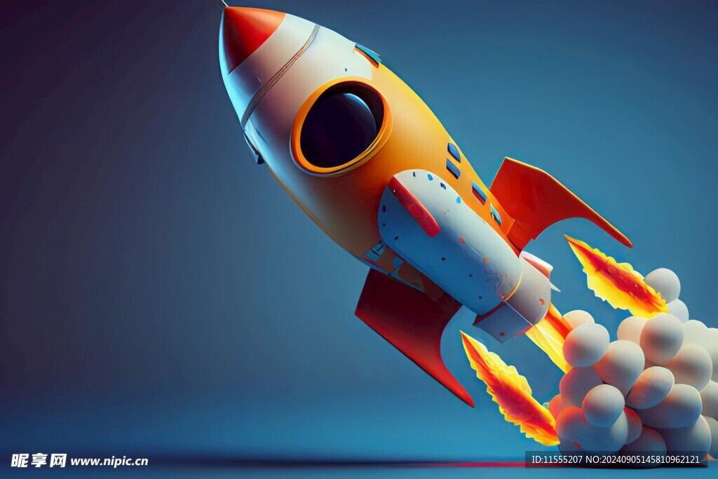 C4D航空火箭发射3d效果图