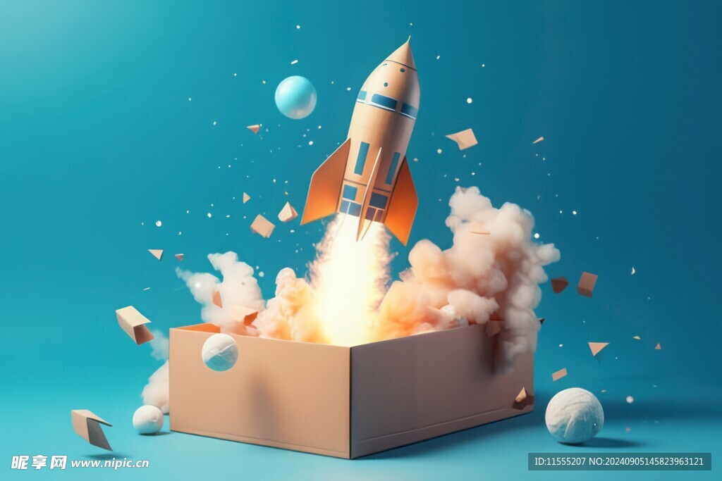 C4D航空火箭发射3d效果图