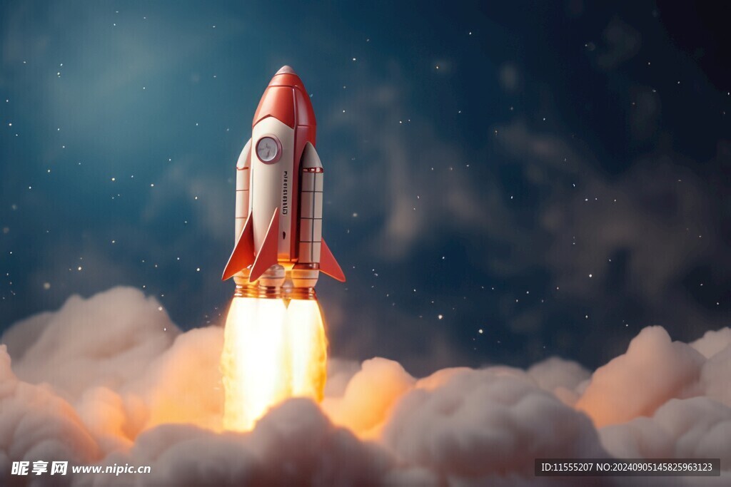 C4D航空火箭发射3d效果图