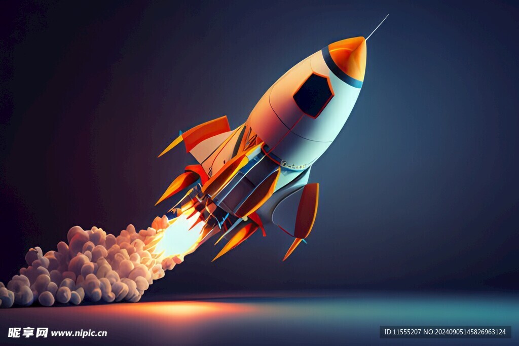 C4D航空火箭发射3d效果图