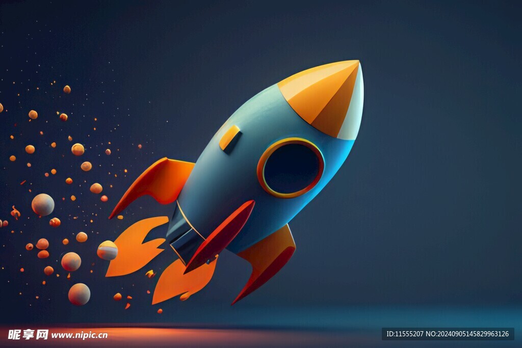 C4D航空火箭发射3d效果图